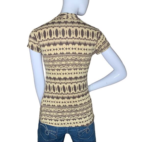 Dots Top Tribal Color Brown Short Sleeve Size S - Picture 4 of 7